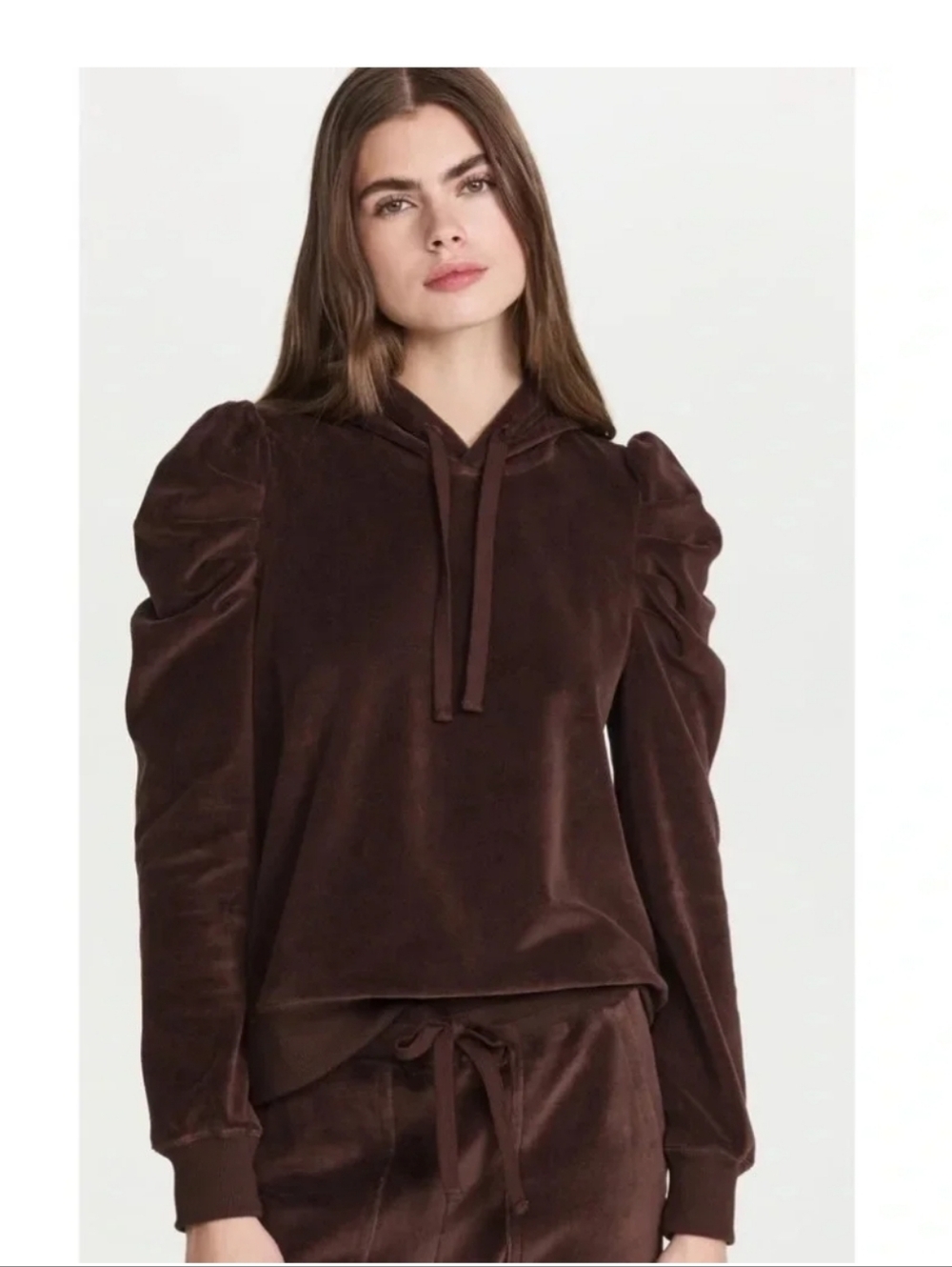 Rebecca Minkoff Janine Velour Hoodie (L) Pants (M) Brown Suit